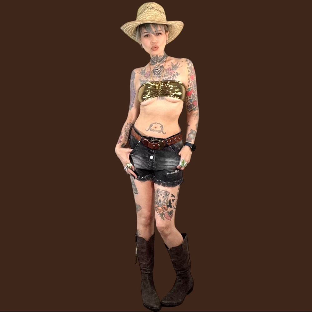 Poison Ivy metallic gold festival bandeau top like new ✨